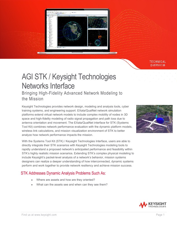 AGI STK Keysight Technologies Networks Interface PDF Asset Page